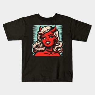 Retro Devil Girl Kids T-Shirt